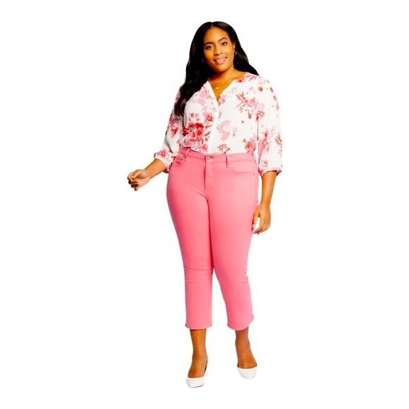 NYDJ Pants - NYDJ PLUS Marilyn Straight Ankle Denim Jeans Pink Punch Lift N Tuck, Women’s 28W